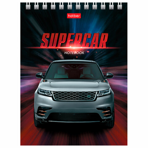 Блокнот МАЛЫЙ ФОРМАТ А6 110х145 мм, 40 л., гребень, лакированная обложка, клетка, HATBER, "Машины", 004666, 40Б6B1гр