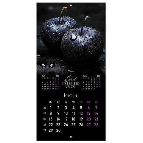 Календарь настенный перекидной 2026 г., BRAUBERG, 12 листов, 28,5х28,5 см, "Black esthetic", 116927