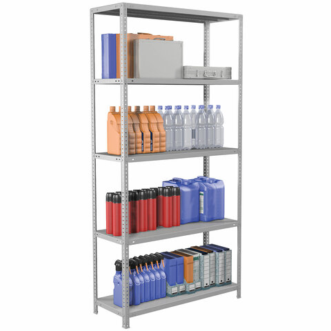 Стеллаж металлический BRABIX "MS KD-195/40-5", 1950х1000х400 мм, 5 полок, сборная стойка, 291119, S240BR244502