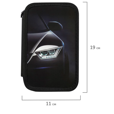 Пенал ПИФАГОР, 3 отделения, ламинированный картон, 19х11 см, "Car flash", 272254