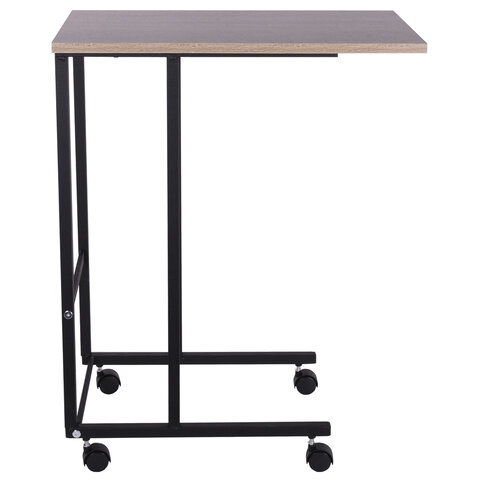 Стол BRABIX "Smart CD-014", 380х600х755 мм, ЛОФТ, на колесах, металл/ЛДСП дуб, каркас черный, 641884
