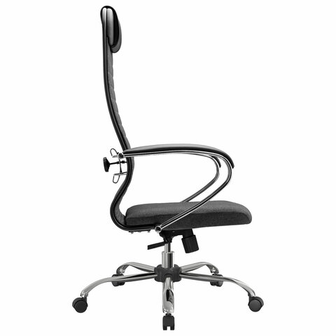 Кресло офисное МЕТТА "К-27" хром, ткань, сиденье и спинка мягкие, серое