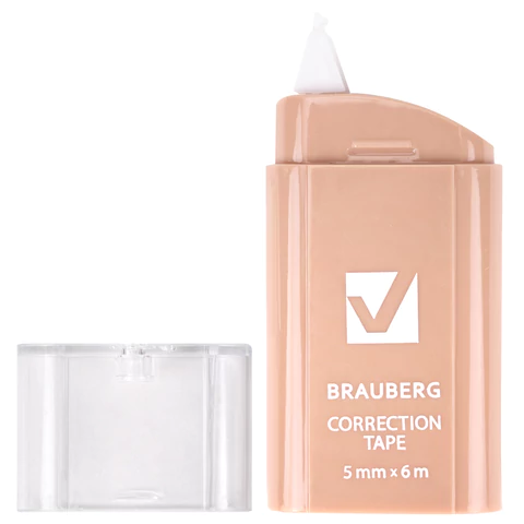 Корректирующая лента BRAUBERG COMPACT PASTEL, 5 мм х 6 м, КОМПЛЕКТ 6 штук, пенал с zip-lock, 272496