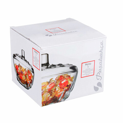 Сахарница, с крышкой, диаметр 140 мм, фактурное стекло, PASABAHCE "ПЕРЛА", фирменная подарочная упаковка, 97236