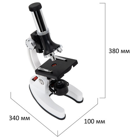 Микроскоп с подсветкой в кейсе, 74 предмета, в т.ч. набор из 16 микропрепаратов в подарок, увеличение 300х,600х,1200х, BRAUBERG KIDS, 391399