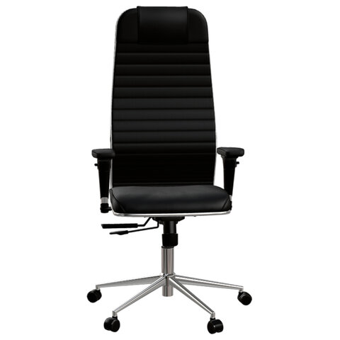 Кресло МЕТТА "ErgoLife" 10 B1-117D, хром, синхромеханизм, 2D-подлокотники, экокожа, черное