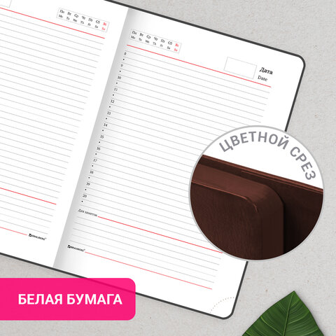 Ежедневник с магнитным клапаном недатированный, под кожу, А5, коричневый, BRAUBERG "Magnetic X", 113280