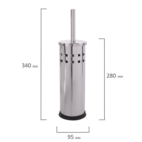 Ершик для унитаза с подставкой, нержавеющая сталь, зеркальный, LAIMA, 601616
