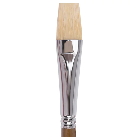 Кисть художественная профессиональная BRAUBERG ART CLASSIC, щетина, плоская, № 26, длинная ручка