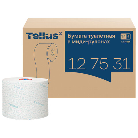 Бумага туалетная 100 м, Tellus/TORK (Система Т6) ADVANCED, КОМПЛЕКТ 27 рулонов, 2-слойная, белая, 127531