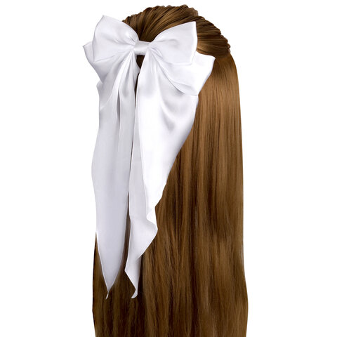 Заколка для волос баретте с бантом и широкими длинными хвостиками, белый, MONTE VITA (МОНТЕ ВИТА), 457114