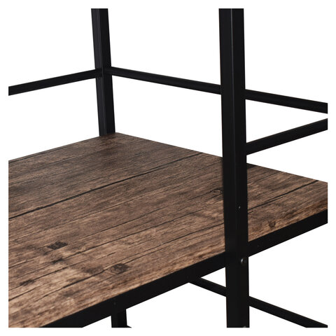 Стол на металлокаркасе BRABIX "LOFT CD-005", 1200х520х1200 мм, 3 полки, цвет морёный дуб, 641221