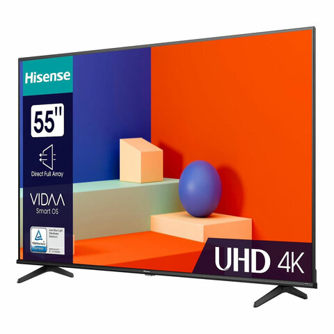 Телевизор HISENSE 55A6K, 55" (139 см), 3840x2160, 4K, 16:9, SmartTV, Wi-Fi, черный