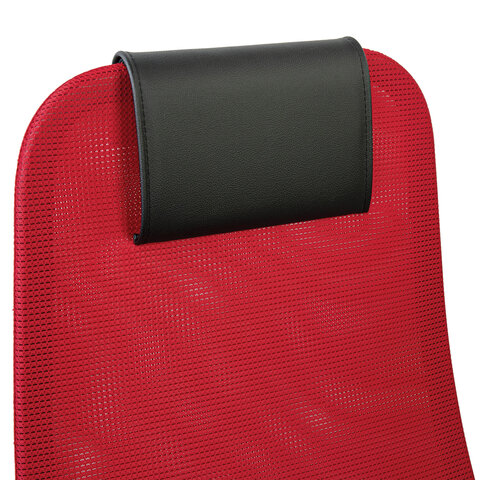 Кресло офисное BRABIX PREMIUM "Ultimate EX-801" хром, плотная двойная сетка Х2, черное/красное, 532921