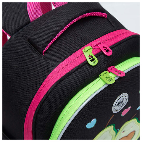 Ранец GRIZZLY анатомическая спинка, c брелоком, для девочек, "AVOCADO LOVE", 36х28х20 см, RAz-286-11/1