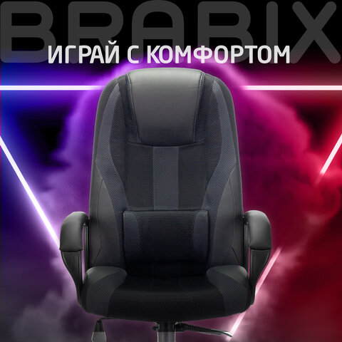 Кресло компьютерное BRABIX PREMIUM "Rapid GM-102", экокожа/ткань, черное/серое, 532105