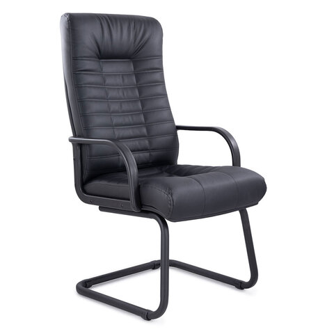 Кресло для приемных и переговорных "Атлант", кожа, черное