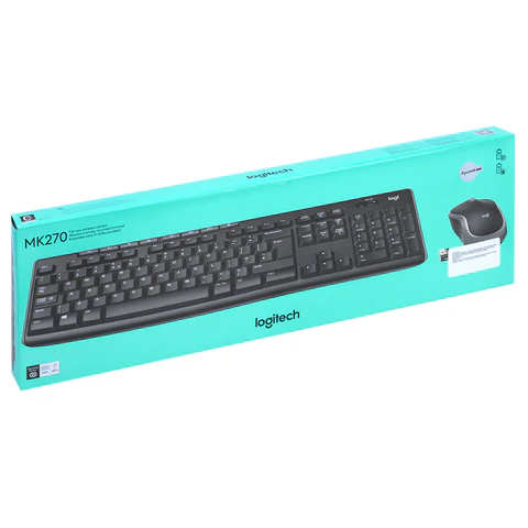 Набор беспроводной LOGITECH MK270, клавиатура, мышь 2 кнопки + 1 колесо-кнопка, черный