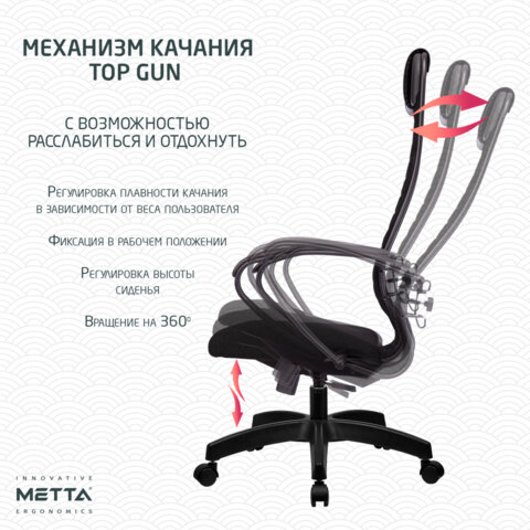 Кресло офисное МЕТТА "К-27" пластик, ткань, сиденье и спинка мягкие, черное