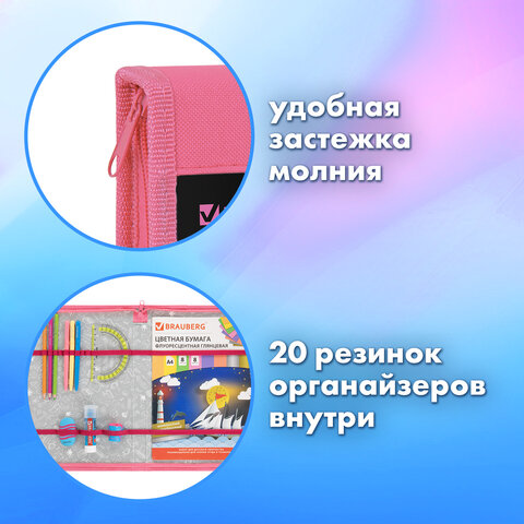 Папка на молнии BRAUBERG А4 с ручкой, с органайзером, 1 отделение, "Headphones", 273384