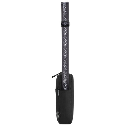 Сумка на плечо BRAUBERG COMPACT с карманом, черная с принтом, 23х17х5 см, 271686