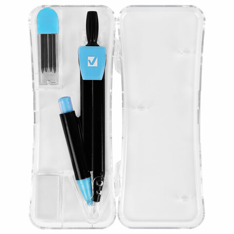 Готовальня BRAUBERG ULTRACOLOR 3 предмета: циркуль 132 мм, механический карандаш, грифель, ластик, пенал, 210804