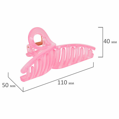 Краб для волос 11 см, глянцевый, розовый, MONTE VITA (МОНТЕ ВИТА), 457007