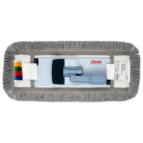 Насадка МОП плоская 40 см, VILEDA PROFESSIONAL "ТриоПлюс Комби", уши (ТИП УВ) микрофибра / хлопок, серый, 167295