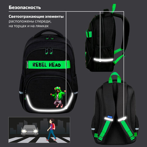 Рюкзак BRAUBERG MOTION, 2 отделения, 3 кармана, "Be cool", 41х28х17 см, 273116