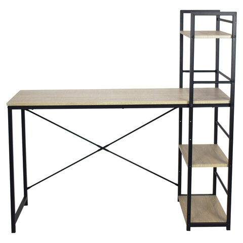 Стол на металлокаркасе BRABIX "LOFT CD-005",1200х520х1200 мм, 3 полки, цвет дуб натуральный, 641223