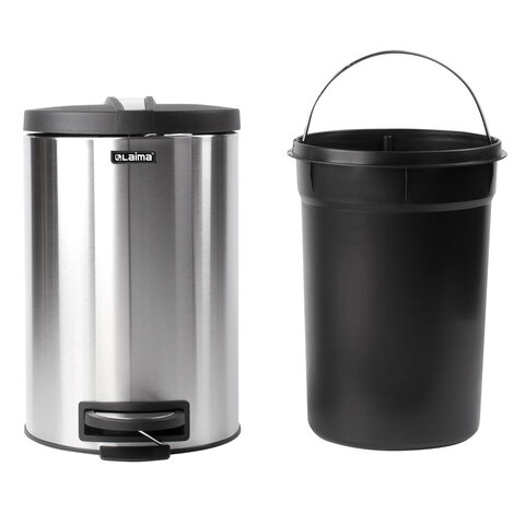 Ведро мусорное с педалью 12 литров "Modern", МАТОВОЕ, нержавеющая сталь, со съемным внутренним ведром, LAIMA, 232264
