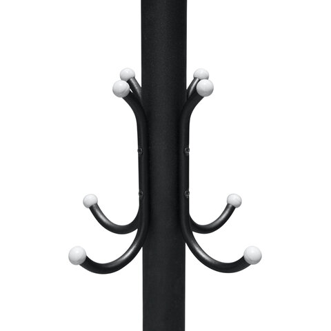 Вешалка-стойка SHT-CR450, 1,86 м, диск 37 см, 6 крючков + 4 дополнительных, металл/мрамор, черная, В1-50