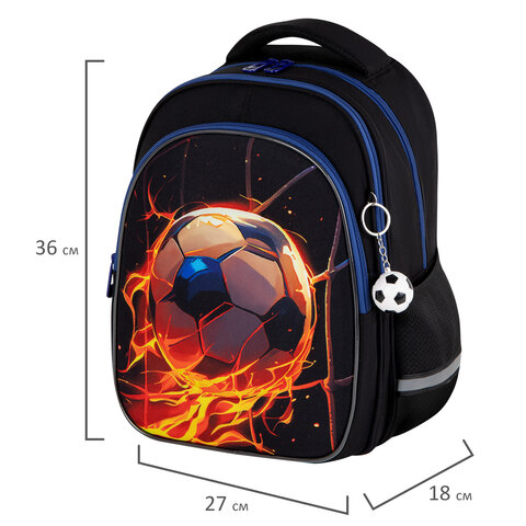 Рюкзак BRAUBERG OPTIMA, 2 отделения, с брелоком, "Burning ball", 3D-панель, 36х27х18 см, 273158