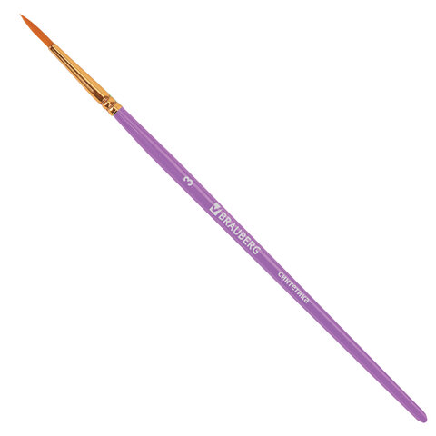 Кисти синтетика BRAUBERG, НАБОР 10 шт., фиолетовые (Круглые; Овальные; Плоские; Лайнеры), 201029