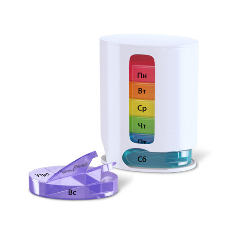 ТАБЛЕТНИЦА / Контейнер-органайзер для лекарств и витаминов "7 дней/4 приема WHITE", DASWERK (ДАСВЕРК), 630847