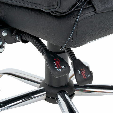 Кресло офисное CROMEX (КРОМЕКС) "Lounge MS-007", подножка, 6 массажных модулей, экокожа, черное, 532960