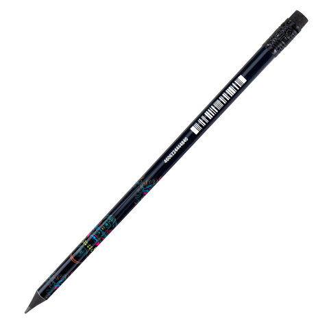 Карандаш чернографитный с принтом BRAUBERG "ONI", 1 шт., HB, с ластиком, корпус ассорти, 182023