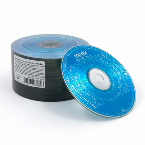Диски CD-R MIREX, 700 Мб, 48x, Bulk (термоусадка без шпиля), КОМПЛЕКТ 50 шт., UL120051A8T