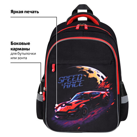 Рюкзак BRAUBERG FAVOUR, 2 отделения, 3 кармана, "Moon car", 40х29х15 см, 273123