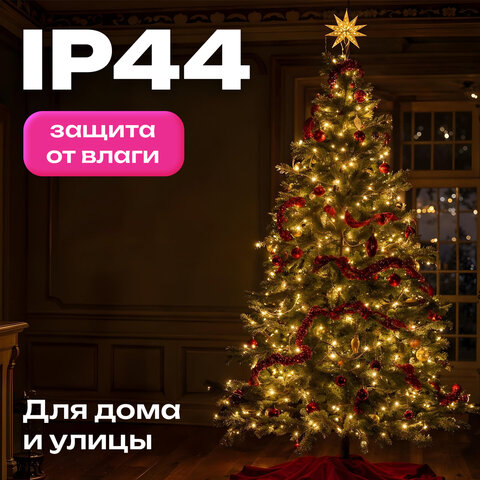 Электрогирлянда-нить уличная 50 м, 500 LED, тип "Роса", IP44, тёплый белый, 220V, контроллер, ЗОЛОТАЯ СКАЗКА, 591362
