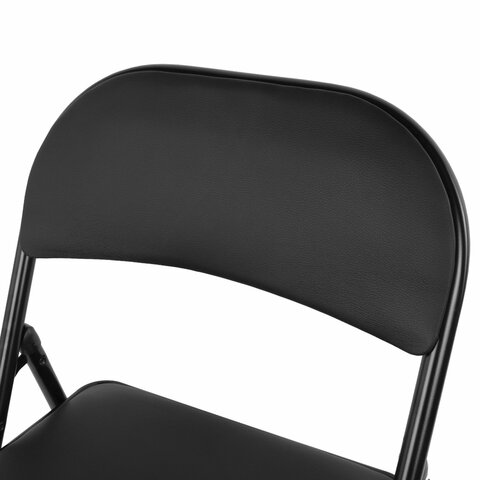 Стул складной BRABIX "Golf Plus CF-003 КОМФОРТ", черный каркас, кожзам черный, В КОРОБЕ, 533026