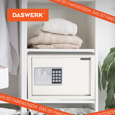 Сейф мебельный DASWERK (ДАСВЕРК) SC-250EL (250х350х250 мм), электронный замок, бежевый, 291345