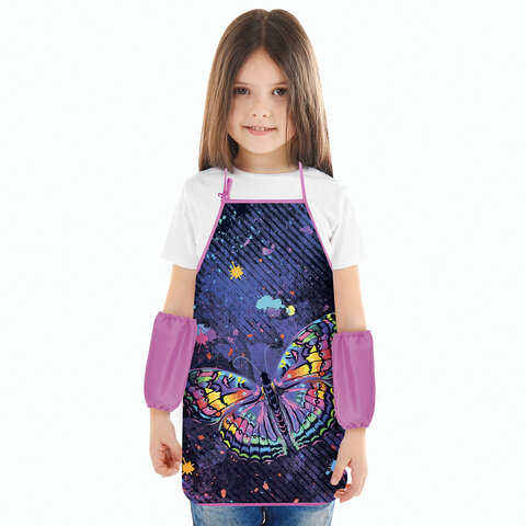 Фартук с нарукавниками для уроков труда ЮНЛАНДИЯ, регулировка по росту, 46х54 см, "Colorful butterfly", 273763