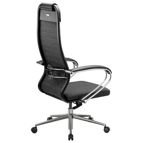 Кресло офисное МЕТТА "К-27" хром, ткань, сиденье и спинка мягкие, серое