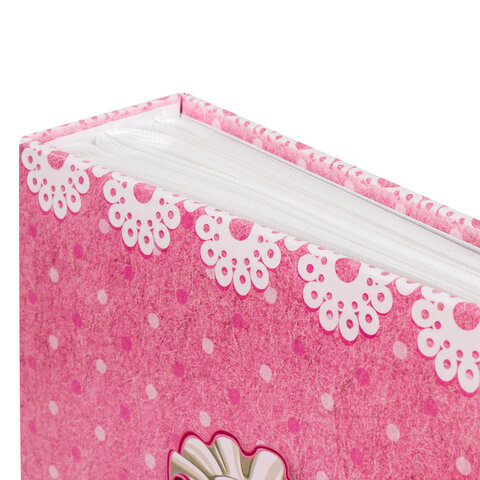 Фотоальбом BRAUBERG "Baby shoes" на 200 фото 10х15 см, твердая обложка, термосклейка, розовый, 39114, 391148