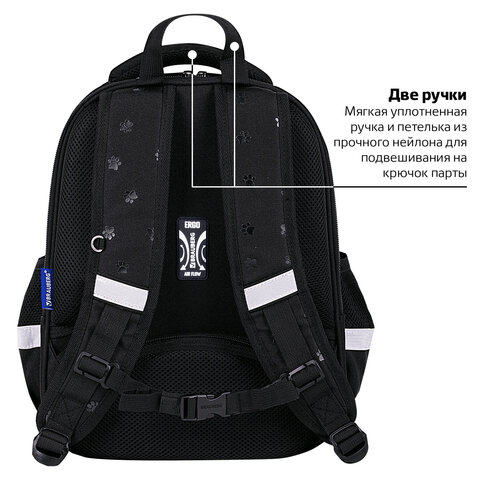 Ранец BRAUBERG FIT, 2 отделения, "Dark cat", 38х27х14 см, 272026