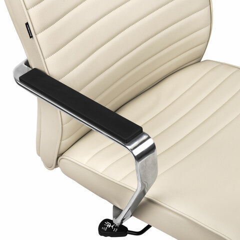 Кресло BRABIX PREMIUM "Solo EX-730", алюминий, хром, экокожа, бежевое, 532937