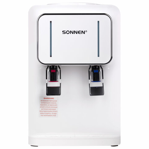 Кулер для воды SONNEN TSE-02W, настольный, НАГРЕВ/ОХЛАЖДЕНИЕ ЭЛЕКТРОННОЕ, 2 крана, белый, 456173