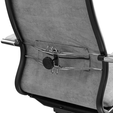 Кресло офисное МЕТТА "L1m 42", хром, сиденье и спинка мягкие, велюр, светло-серое