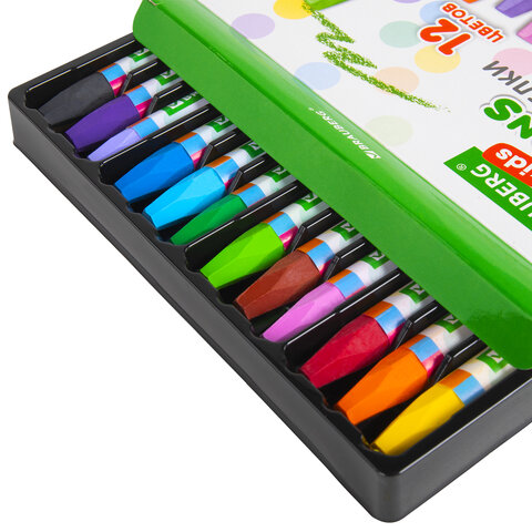 Восковые мелки утолщенные BRAUBERG KIDS, НАБОР 12 цветов, на масляной основе, яркие цвета, 271693